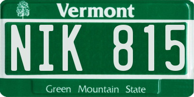 VT license plate NIK815