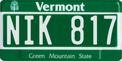 VT license plate NIK817