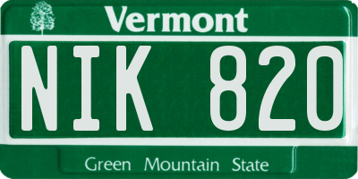 VT license plate NIK820