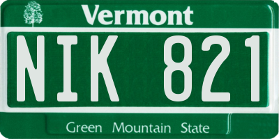 VT license plate NIK821