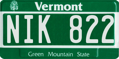 VT license plate NIK822