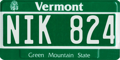 VT license plate NIK824