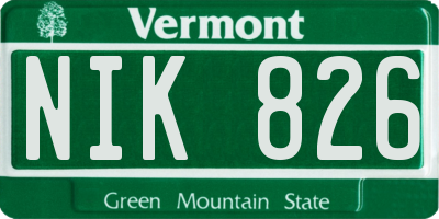 VT license plate NIK826