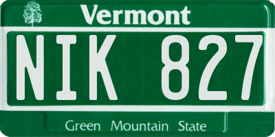 VT license plate NIK827