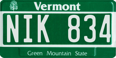 VT license plate NIK834