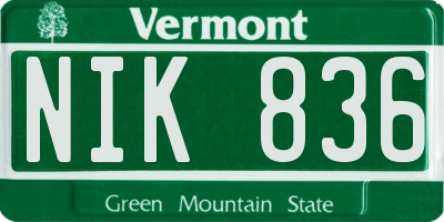 VT license plate NIK836