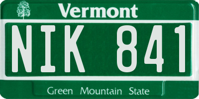 VT license plate NIK841