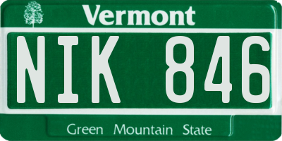 VT license plate NIK846