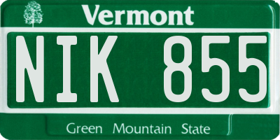 VT license plate NIK855