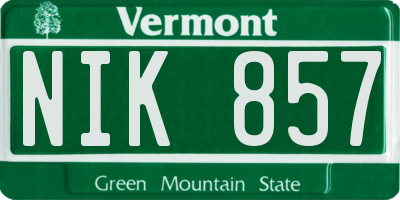 VT license plate NIK857