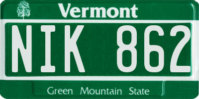 VT license plate NIK862