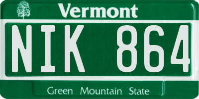 VT license plate NIK864