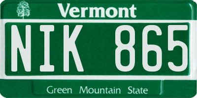 VT license plate NIK865
