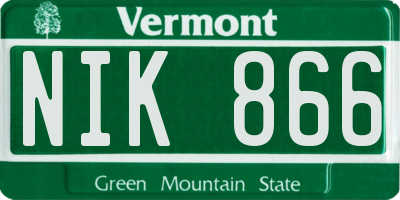VT license plate NIK866