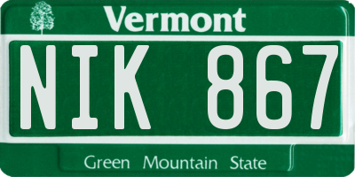 VT license plate NIK867
