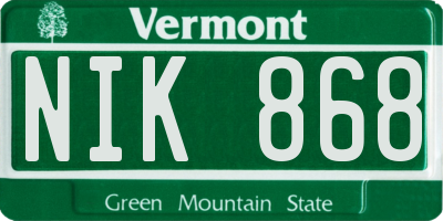 VT license plate NIK868