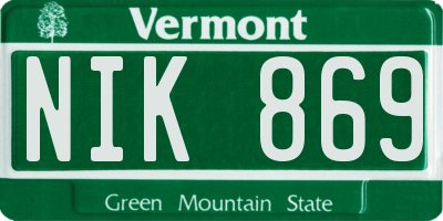 VT license plate NIK869