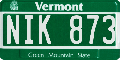 VT license plate NIK873