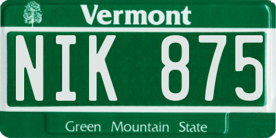 VT license plate NIK875