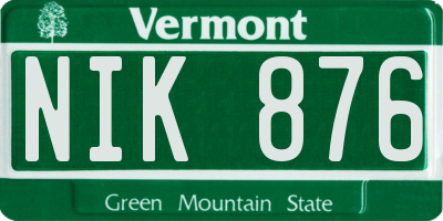 VT license plate NIK876