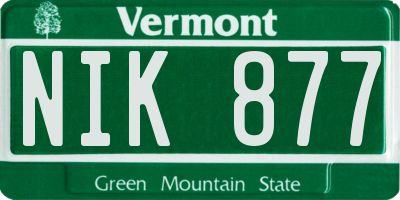 VT license plate NIK877