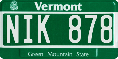 VT license plate NIK878