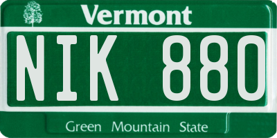 VT license plate NIK880