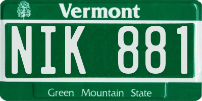 VT license plate NIK881