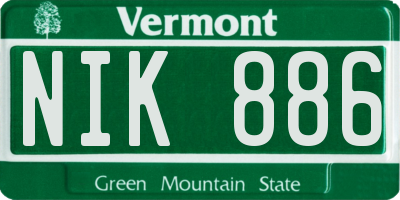 VT license plate NIK886