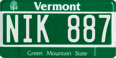 VT license plate NIK887