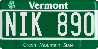 VT license plate NIK890