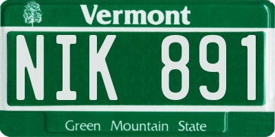 VT license plate NIK891