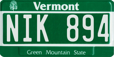 VT license plate NIK894