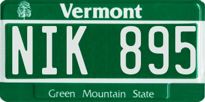 VT license plate NIK895