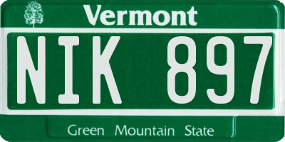 VT license plate NIK897