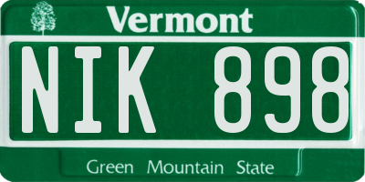 VT license plate NIK898