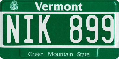 VT license plate NIK899