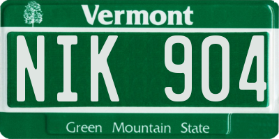 VT license plate NIK904