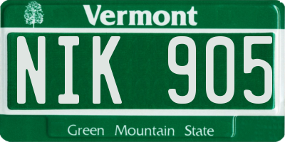 VT license plate NIK905