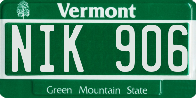 VT license plate NIK906