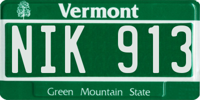 VT license plate NIK913