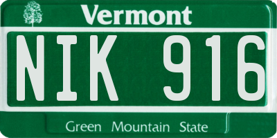 VT license plate NIK916