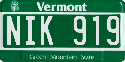 VT license plate NIK919