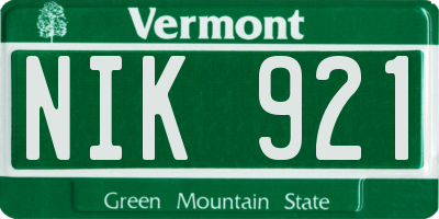 VT license plate NIK921