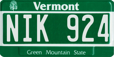 VT license plate NIK924