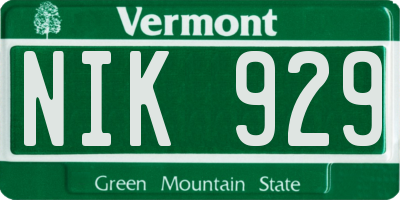 VT license plate NIK929