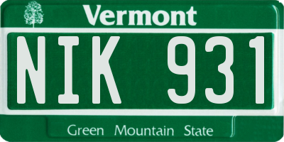 VT license plate NIK931