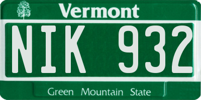 VT license plate NIK932
