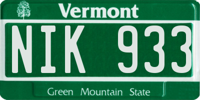 VT license plate NIK933