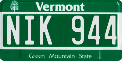 VT license plate NIK944